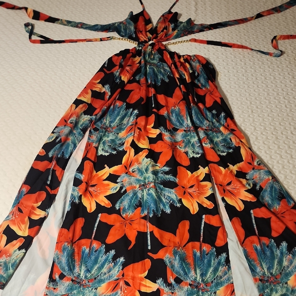 Lush Floral Halter Maxi Dress